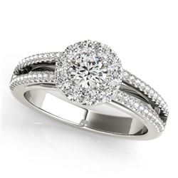 0.75 CTW Certified VS/SI Diamond Solitaire Halo Ring 18K White Gold - REF-130Y5K - 26629