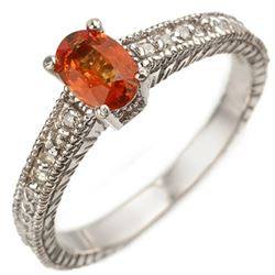 0.81 CTW Orange Sapphire & Diamond Ring 10K White Gold - REF-25N3Y - 10921