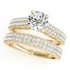 Image 1 : 2.26 CTW Certified VS/SI Diamond Pave 2Pc Set Solitaire Wedding 14K Yellow Gold - REF-540W2F - 32140