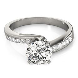 1.15 CTW Certified VS/SI Diamond Bypass Solitaire Ring 18K White Gold - REF-363H5A - 27678