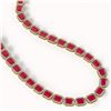 Image 2 : 58.59 CTW Ruby & Diamond Halo Necklace 10K Yellow Gold - REF-777A8X - 41335