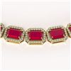 Image 4 : 58.59 CTW Ruby & Diamond Halo Necklace 10K Yellow Gold - REF-777A8X - 41335