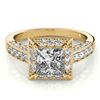 2.1 CTW Certified VS/SI Princess Diamond Solitaire Halo Ring 18K Yellow Gold - REF-309X6T - 27173