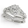 1.59 CTW Certified VS/SI Diamond 2Pc Wedding Set Solitaire Halo 14K White Gold - REF-237F6N - 31157