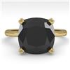 6.0 CTW Cushion Black Diamond Engagement Designer Ring Size 7 14K Yellow Gold - REF-142K2W - 38489