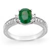 2.14 CTW Emerald & Diamond Ring 14K White Gold - REF-50A9X - 14169