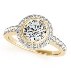 1.5 CTW Certified VS/SI Diamond Solitaire Halo Ring 18K Yellow Gold - REF-401X6T - 27023