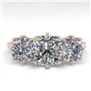 Image 1 : 2 CTW Solitaire Past Present Future VS/SI Cushion Diamond Ring 18K Rose Gold - REF-414H2A - 35786