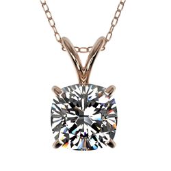 1 CTW Certified VS/SI Quality Cushion Cut Diamond Necklace 10K Rose Gold - REF-267Y8K - 33199