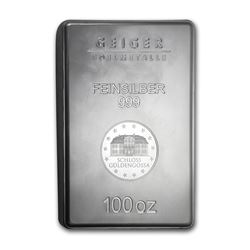 One piece 100 oz 0.999 Fine Silver Bar Geiger Security Line Series-83341