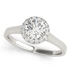 0.85 CTW Certified VS/SI Diamond Solitaire Halo Ring 18K White Gold - REF-207M6H - 26590