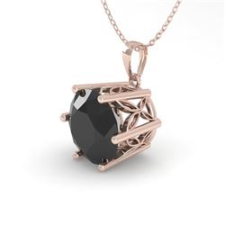 1 CTW Black Certified Diamond Solitaire Necklace 18K Rose Gold - REF-42W2F - 35873