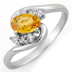 0.70 CTW Yellow Sapphire & Diamond Ring 14K White Gold - REF-24T8M - 10421