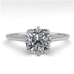 1.0 CTW Certified VS/SI Cushion Diamond Engagement Ring 18K White Gold - REF-317F3N - 35754