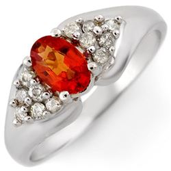 0.90 CTW Orange Sapphire & Diamond Ring 10K White Gold - REF-36W4F - 10298