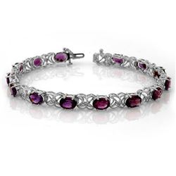 9.55 CTW Amethyst & Diamond Bracelet 14K White Gold - REF-96W9F - 10195