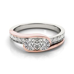 1.45 CTW Certified VS/SI Diamond 2 Stone Ring 18K White & Rose Gold - REF-219Y6K - 28191