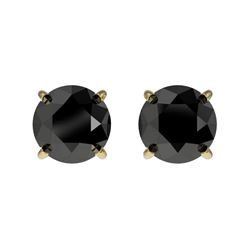 1 CTW Fancy Black VS Diamond Solitaire Stud Earrings 10K Yellow Gold - REF-25T2M - 33054