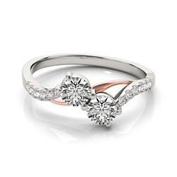 0.85 CTW Certified VS/SI Diamond 2 Stone Ring 18K White & Rose Gold - REF-114H5A - 28196