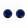 Image 1 : 4 CTW Sapphire Designer Inspired Solitaire Stud Earrings 18K Yellow Gold - REF-32W9F - 21841