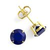 Image 2 : 4 CTW Sapphire Designer Inspired Solitaire Stud Earrings 18K Yellow Gold - REF-32W9F - 21841