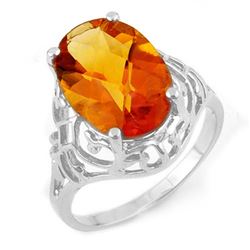 6.50 CTW Citrine Ring 14K White Gold - REF-27M5H - 11158