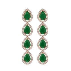 10.2 CTW Emerald & Diamond Halo Earrings 10K Rose Gold - REF-155K5W - 41139