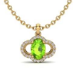 1.75 CTW Peridot & Micro Pave VS/SI Diamond Necklace 10K Yellow Gold - REF-33T5M - 20638