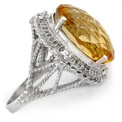 16.59 CTW Citrine & Diamond Ring 10K White Gold - REF-47F8N - 10027