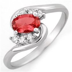 0.50 CTW Pink Tourmaline & Diamond Ring 18K White Gold - REF-32K4W - 10082