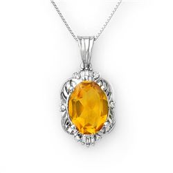 5.80 CTW Citrine & Diamond Necklace 10K White Gold - REF-44Y9K - 10652