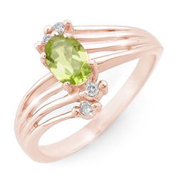 0.55 CTW Peridot & Diamond Ring 10K Rose Gold - REF-23M6H - 13435