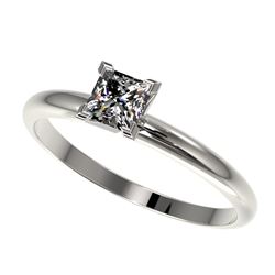 0.50 CTW Certified VS/SI Quality Princess Diamond Solitaire Ring 10K White Gold - REF-77X6T - 32868