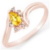 0.35 CTW Yellow Sapphire & Diamond Ring 18K Rose Gold - REF-25A6X - 10894