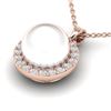 0.25 CTW Micro Halo VS/SI Diamond & White Pearl Necklace 14K Rose Gold - REF-33H8A - 21577