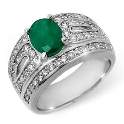 2.44 CTW Emerald & Diamond Ring 18K White Gold - REF-152Y8K - 11824