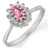 0.60 CTW Pink Sapphire & Diamond Ring 18K White Gold - REF-39A3X - 11287