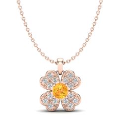 0.27 CTW Citrine & Micro Pave VS/SI Diamond Necklace 14K Rose Gold - REF-21W3F - 20355