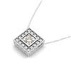 0.25 CTW Princess Certified VS/SI Diamond Solitaire Halo Necklace 14K White Gold - REF-30T8M - 30229