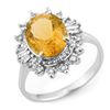 Image 1 : 3.45 CTW Citrine & Diamond Ring 18K White Gold - REF-60W2F - 11095