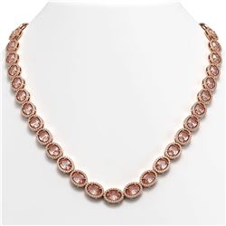 45.98 CTW Morganite & Diamond Halo Necklace 10K Rose Gold - REF-850M9H - 40566