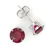 Image 2 : 4 CTW Ruby Designer Inspired Solitaire Stud Earrings 18K White Gold - REF-34A5X - 21838