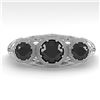 Image 1 : 1.00 CTW Past Present Future Black Diamond Ring 18K White Gold - REF-81M3H - 36060