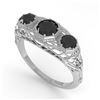 Image 2 : 1.00 CTW Past Present Future Black Diamond Ring 18K White Gold - REF-81M3H - 36060