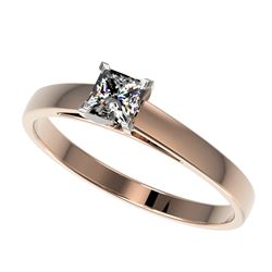 0.50 CTW Certified VS/SI Quality Princess Diamond Solitaire Ring 10K Rose Gold - REF-64K3W - 32966