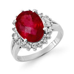 3.56 CTW Rubellite & Diamond Ring 14K White Gold - REF-92H4A - 14050