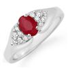 Image 1 : 0.83 CTW Ruby & Diamond Ring 18K White Gold - REF-44T8M - 12922