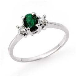 1.04 CTW Emerald & Diamond Ring 10K White Gold - REF-31T8M - 12484