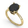 Image 2 : 5.0 CTW Oval Black Diamond Engagement Designer Ring 14K Yellow Gold - REF-123W8F - 38480