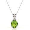 Image 2 : 2.75 CTW Peridot Designer Inspired Solitaire Necklace 18K White Gold - REF-34H4A - 21873